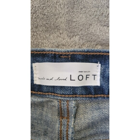 Women's Loft Relaxed Skinny Medium Dark Wash Jeans - Picture 3 of 5